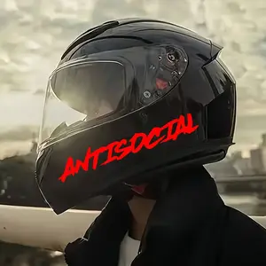 2PCS/SET Trendy "ANTISOCIAL" Font Car Sticker, Street Style Body Decoration Sticker, Suitable for Car Doors/Hoods/Motorcycle Helmets, Highlight Personality and Anti-social Attitude Car Modification Sticker, Sticker For Cars