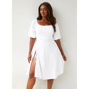 Samantha Puff Sleeve Midi A Line Dress