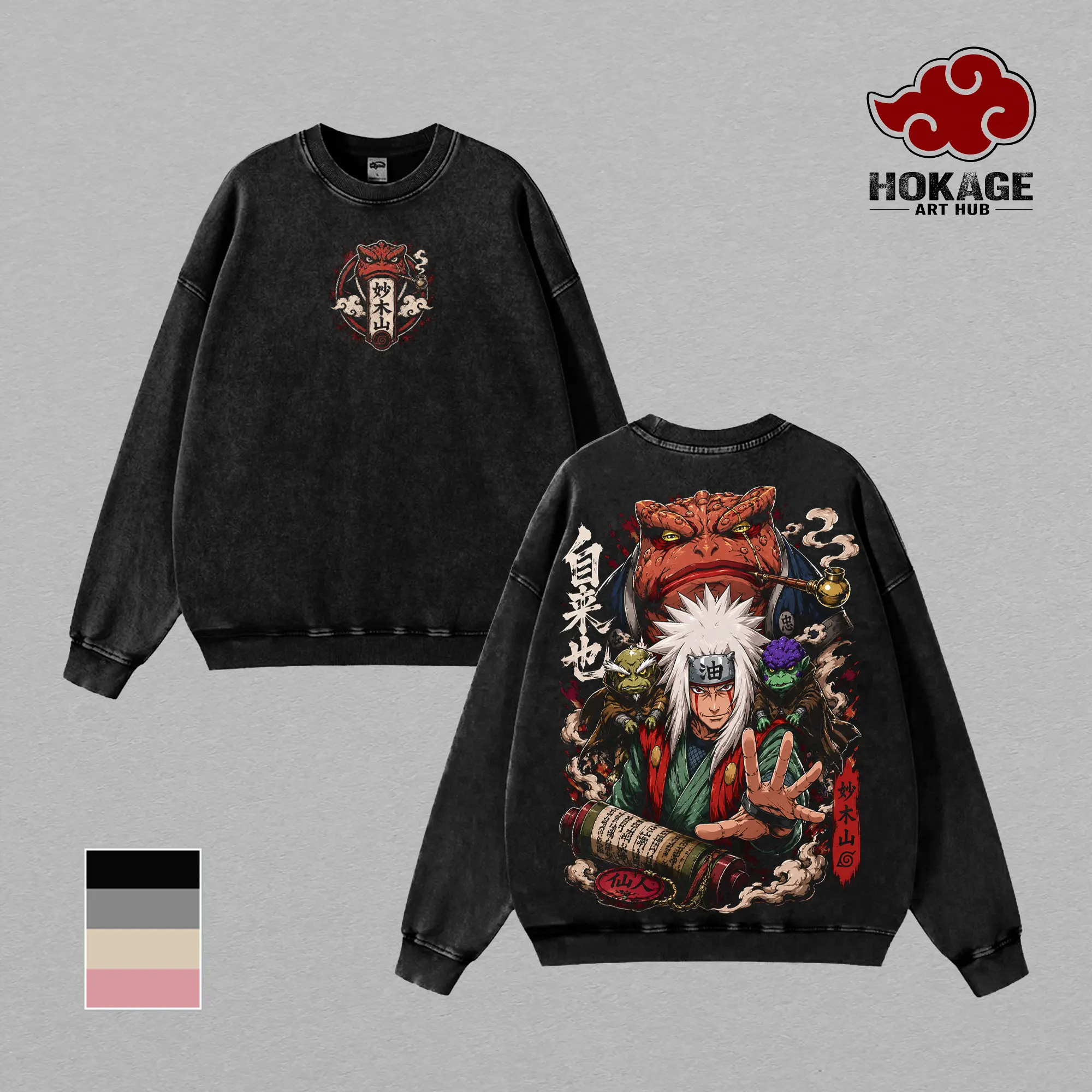 Jiraiya NRT Sweatshirt T-Shirt & Hoodie, Toad Sage Mount Myoboku Graphic Shirt, Vintage Anime Sweatshirt, Back Print Manga Shirts, NRT Streetwear, Unisex Cotton Distressed Tee, Anime Merch For Men