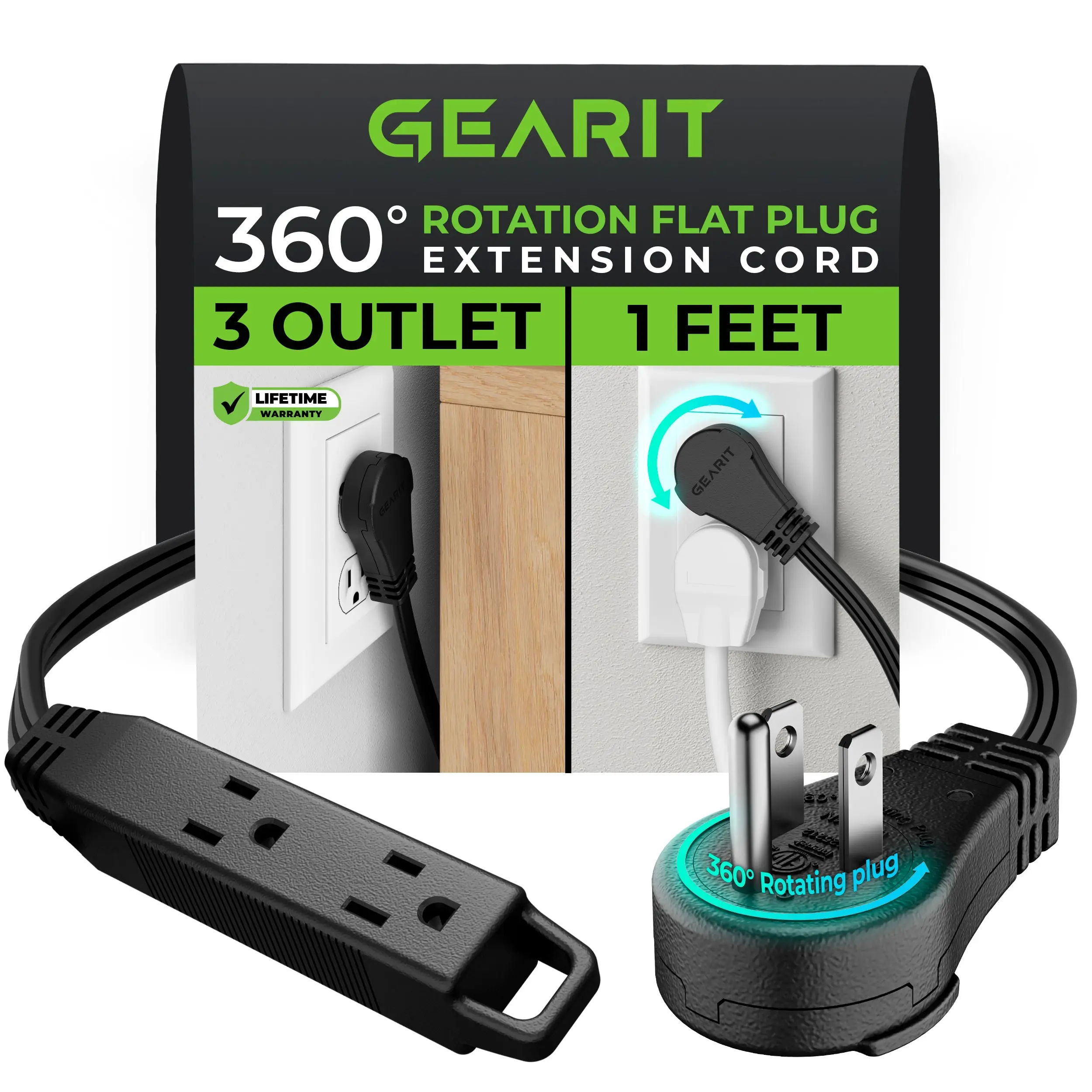 360° Rotating Flat Plug Multi-Outlet Extension Cord 360° Rotating Flat Plug Multi-Outlet Extension Cord