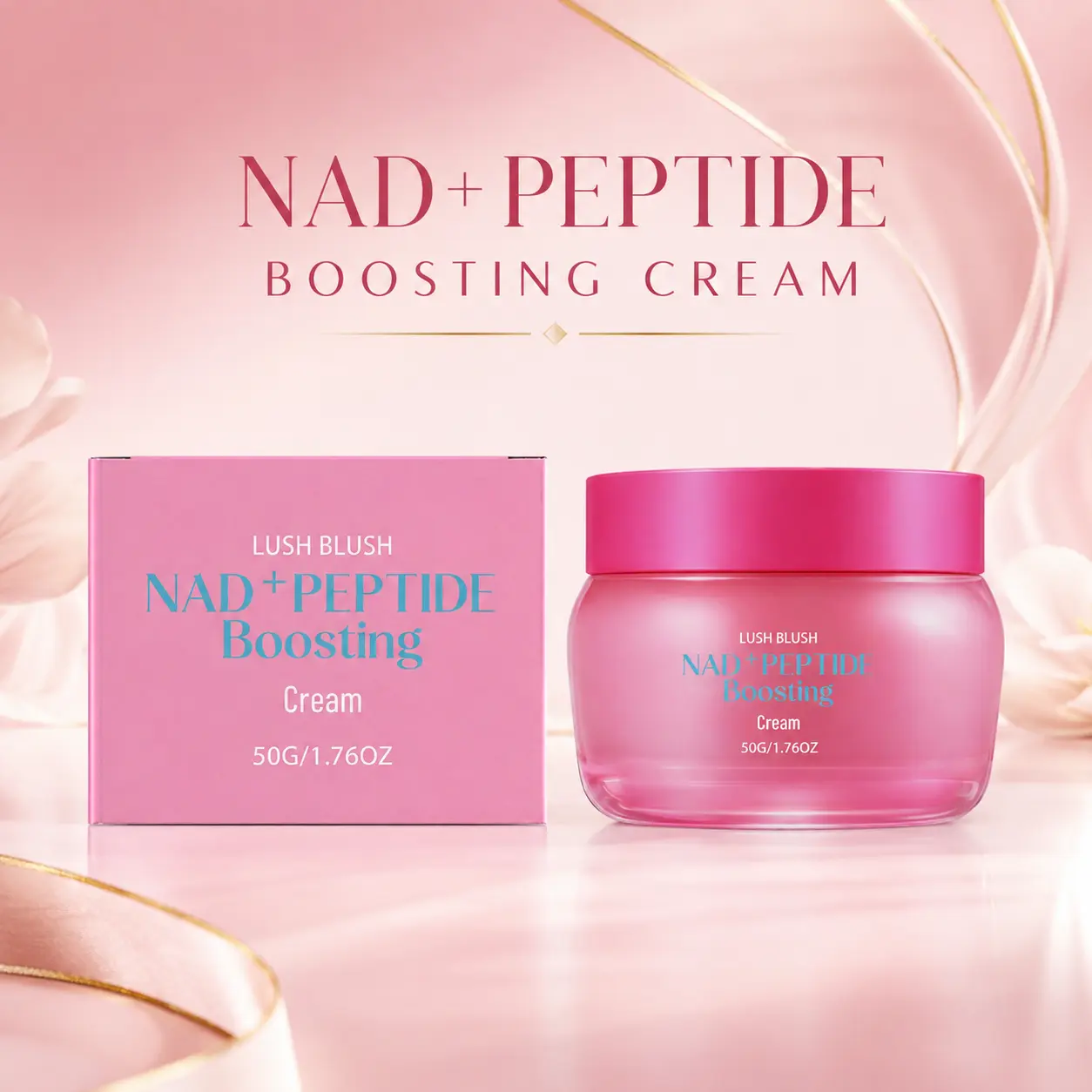 Lush Blush NAD+ Peptide Boosting Cream 50g Deeply Hydrating Nourishing Face Moisturizer Radiant Glow Smooth Supple Choice Official Affordable Skincare
