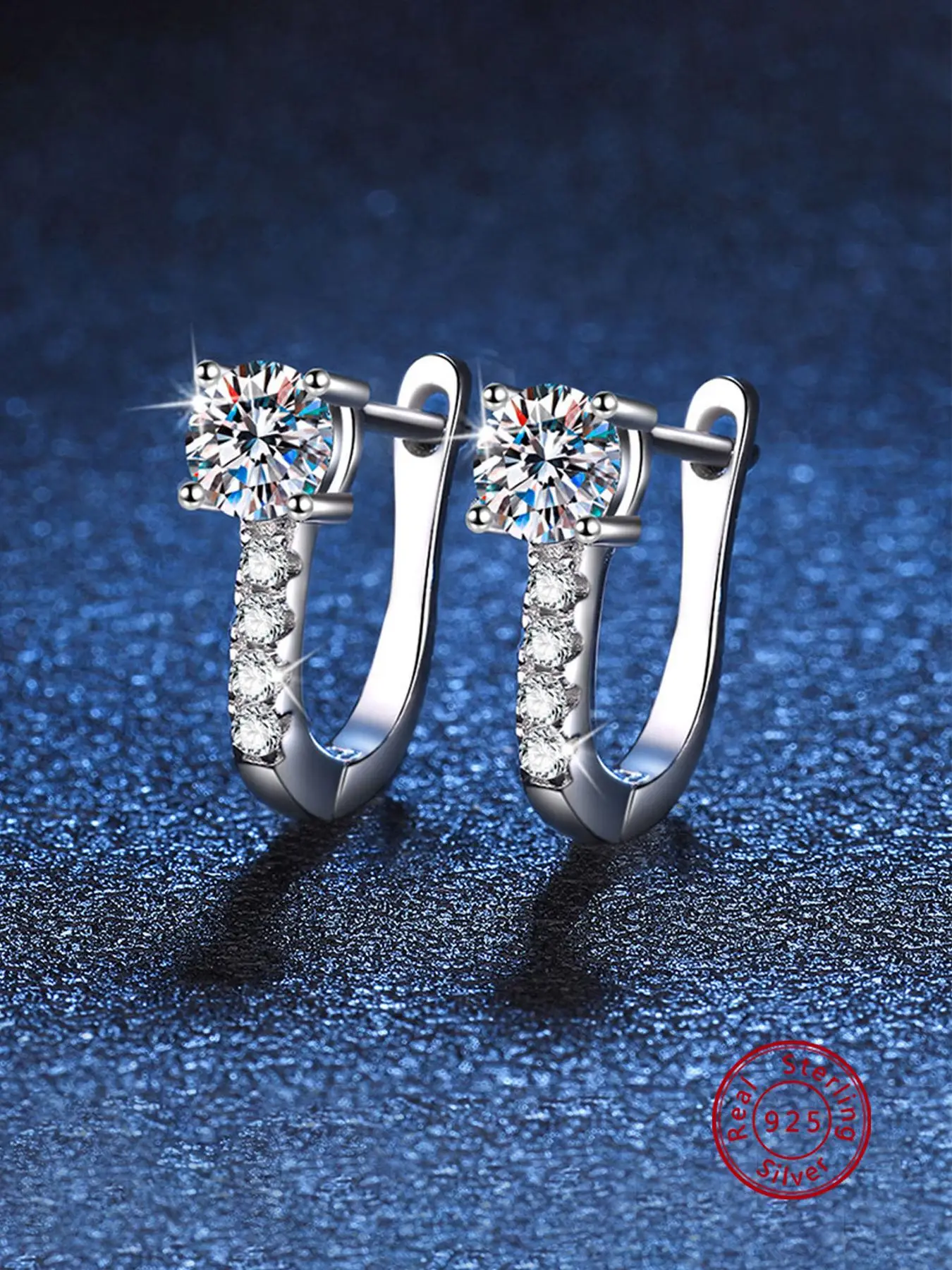 925 Sterling Silver Fashion Moissanite Decorated U-shaped Earrings, Elegant Jewelry for Women, Daily Clothing Decor, Trendy All-match & Exquisite Jewe