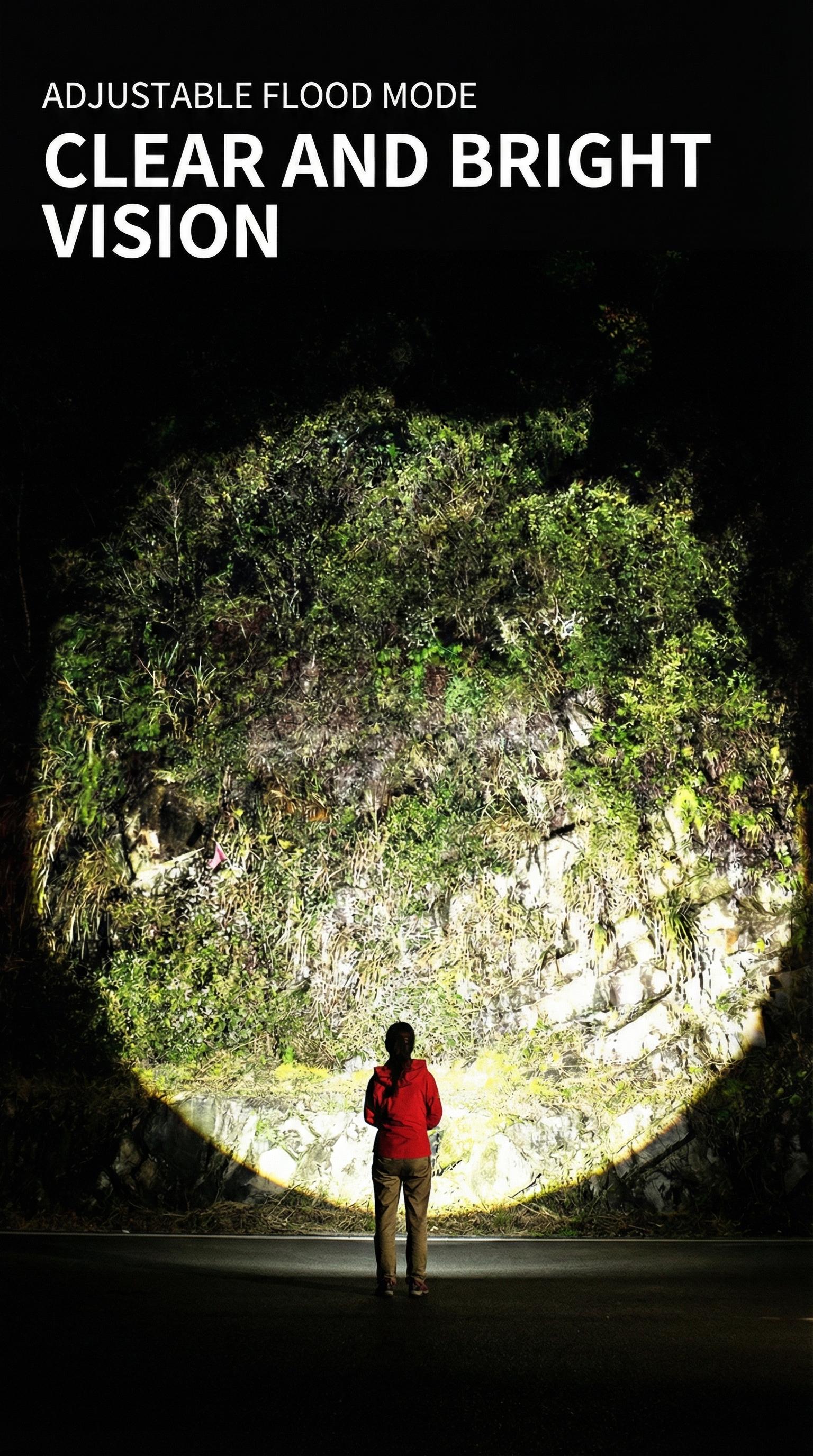 Black Panda Portable Flashlight with Hook Built-in Tail Hanger COB Side Light  Max 500 Lumens TYPE-C Quick Charge Perfect Companion for Hiking and Camping