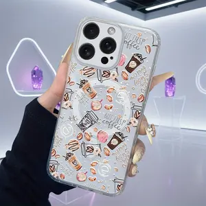 Coffee gourmet design pattern, anti-drop, non-slip support MagSafe charging mobile phone protective case, suitable for iPhone 17 16 15 14 13 12 11 XS X, Samsung and other series models, can be given as a gift to friends or family