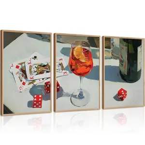 3pcs/set Retro Dice Cards Board Game Posters Poker Night Martini Minimalism Modern Prints Canvas Wall Art Picture Home Living Room Decor