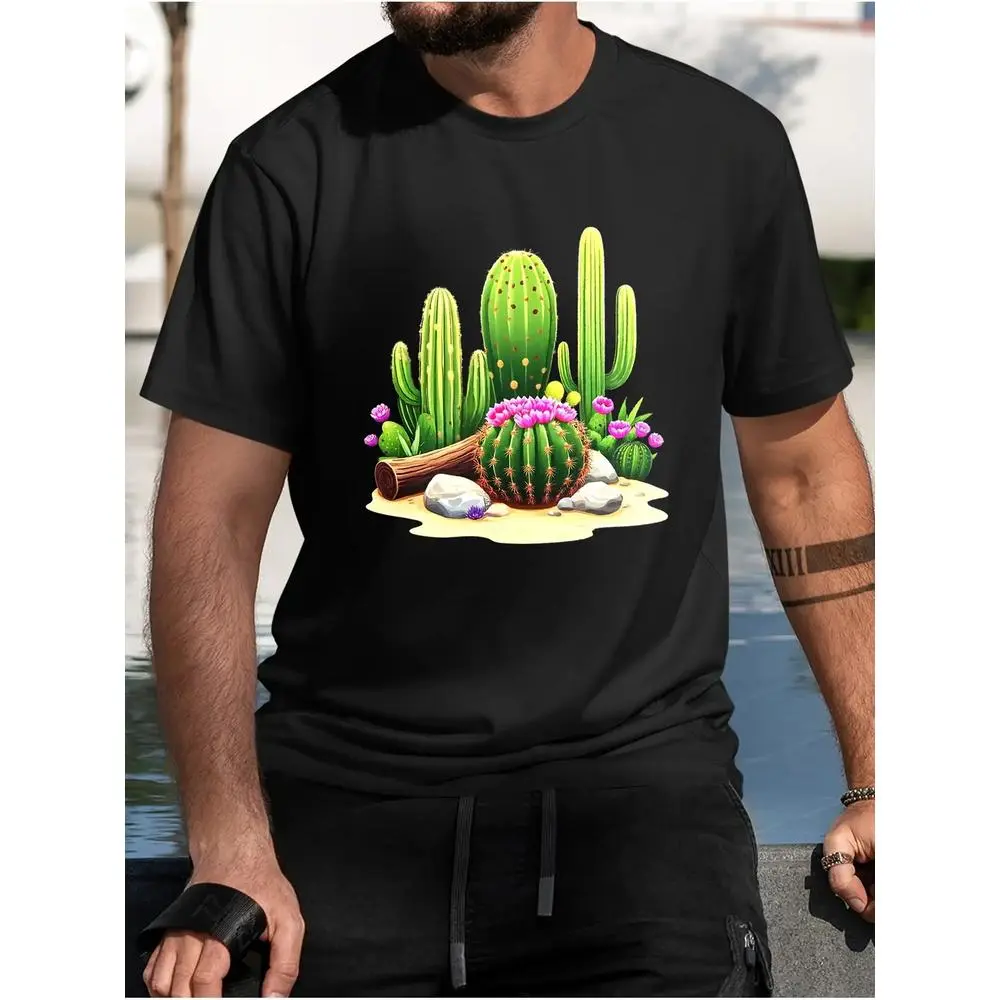 Cactus T-Shirt – Vibrant Cacti with Pink Flowers and Desert Details