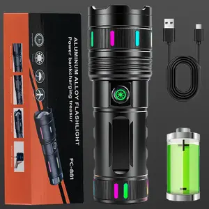 2026 NEW Aluminum Alloy Flashlight, High Lumen Rechargeable LED Flashlight Zoomable Long Range Waterproof, 5 Modes Digital Display Lithium Battery Torch for Outdoor Camping Hiking Emergency Survival summervibes