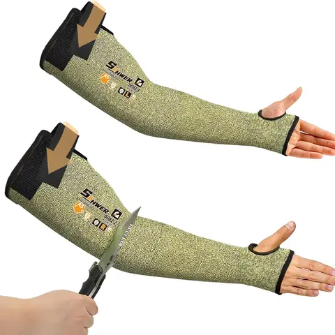 Schwer CORE S081 18" Full Knit Aramid Blend Arm Protection Sleeves, ANSI A5 Rated, Fiberglass-Free Construction Gear, 18" Full Arm Cover, Adjustable Hook-and-Loop Thumbhole Fit, Cut Protection, Flame-Safe for Metal Work, Lifting