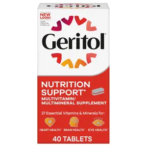 Geritol, Multivitamin Supplement, Contains B-Vitamins, Antioxidants, Vitamins C, E & D and Iron, 26 Essential Vitamins and Minerals, Gluten-Free, Non-GMO, No Artificial Sweeteners, 40 Tablets