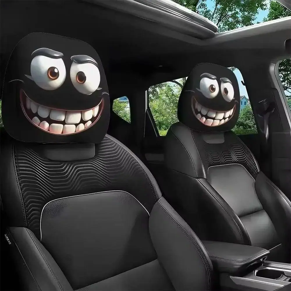 2Pcs Universal Car Seat Cover Breathable Elastic Car Headrest Covers Soft Print Decorative Washable Dust-proof Auto Pillowcase