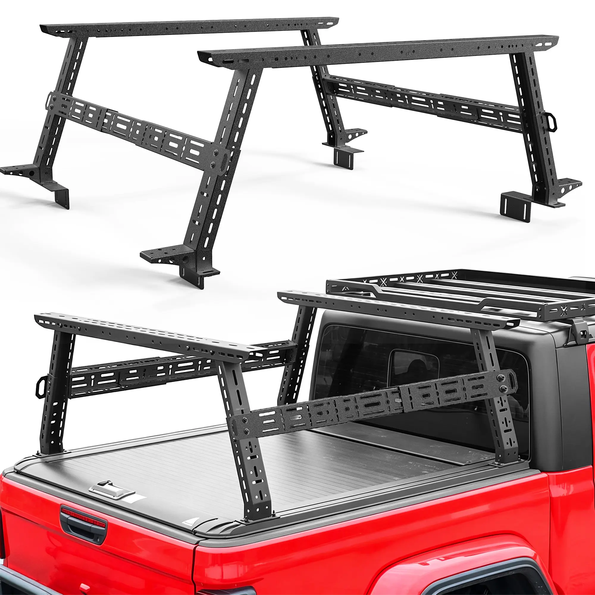 MONOKING Full-Size Truck Bed Rack for Select 2004-2026 F-150/F-250/F-350/F-450, 2010-2026 Raptor, 2002-2026 Ram 1500-3500, 2007-2026 Silverado/Sierra/Tundra, 2005-2026 Titan, 17-25 in Adjustable