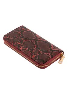 Python Faux Snakeskin Wallet- Burgundy
