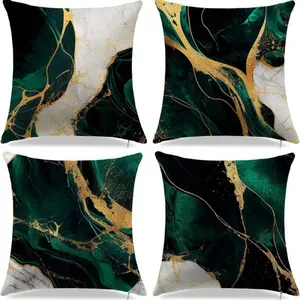 4PCS Emerald Green Pillowcase Decoration Pillowcase Emerald Green Living Room Decoration Green And Gold Sofa Pillow Sofa Cushion Cover Suitable For Room Decoration Bedroom Sofa Chair One Sided Without Pillow Core