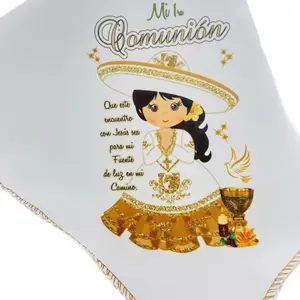 First Communion Favors 12pcs Napkins - 12x12” primera comunión Recuerdos, 100% Polyester,  Servilletas de tela