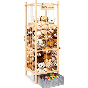 Stuffed  Storage with Toys Tray, 57In Large Wooden Stuffy Plushies Storage Holder  Capacity Stuffed  Zoo Organizer for  Rooms, Playrooms & Bedrooms