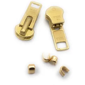 Zipper Repair Kit - #10 Heavy Duty YKK Brass Jacket Zipper Sliders with Top Stops Included - Choose Your Quantity -  The  (2)