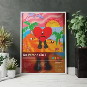 Bunny Un Verano Sin Ti Poster Latin Music Wall Art, Aesthetic Room Decor