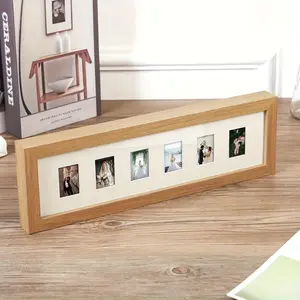 Multi-Pocket Photo Frame Made of Density Board with Wood Grain, Fits 10/6/20 Inch Photos, Ideal for Wedding and ID Photos
