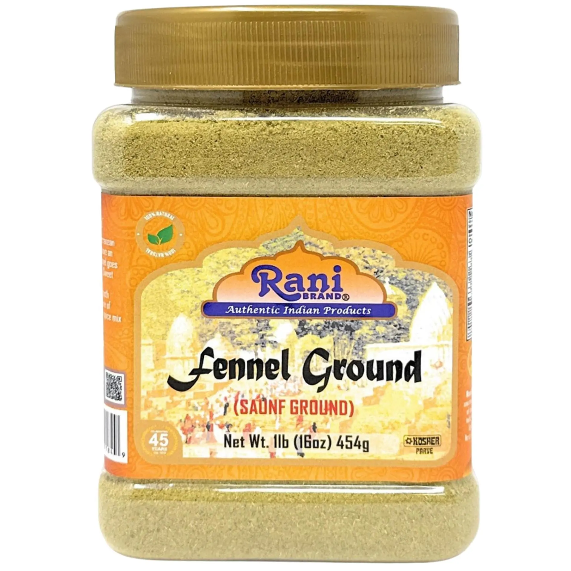 Rani Fennel Ground (Saunf) Powder Spice 16oz (1lb) 454g PET Jar ~ All Natural | Gluten Friendly | NON-GMO | Kosher | Vegan | Indian Origin