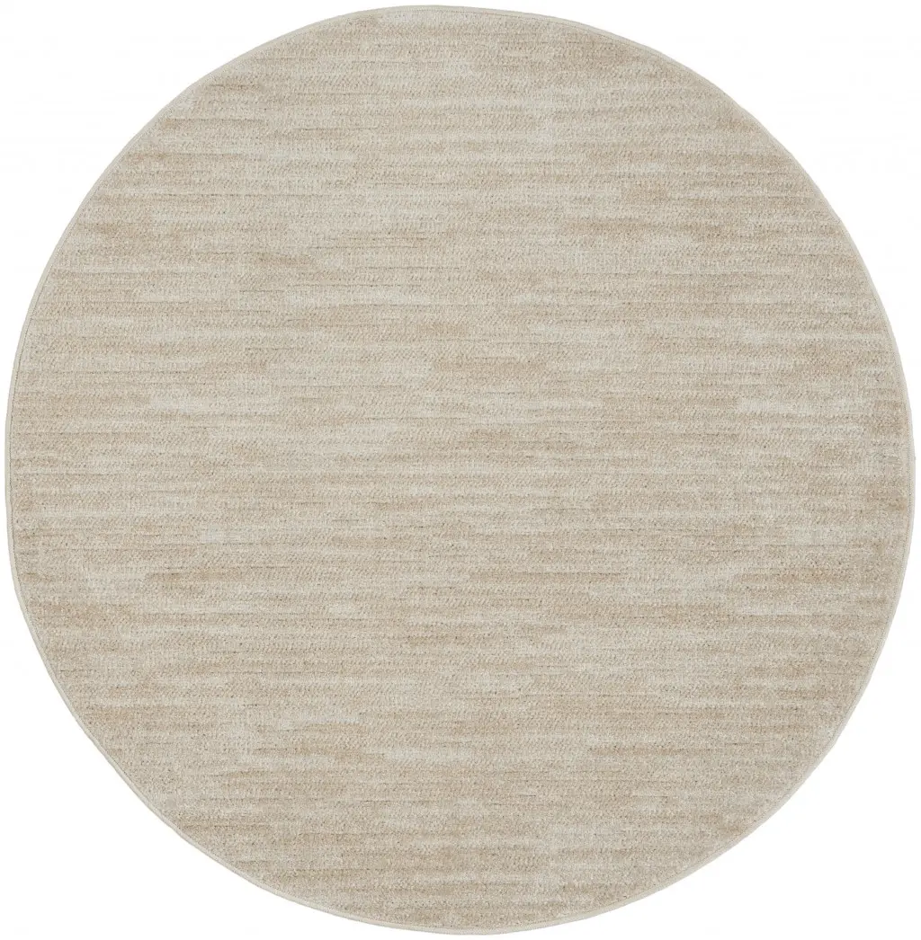 HomeRoots 479814 4x4 ft. Ivory & Beige Antislip Nonslip Circle Area Rug, Non Skid Indoor-Outdoor Round Carpet, Antislip Area Rugs, Circle Area Rugs