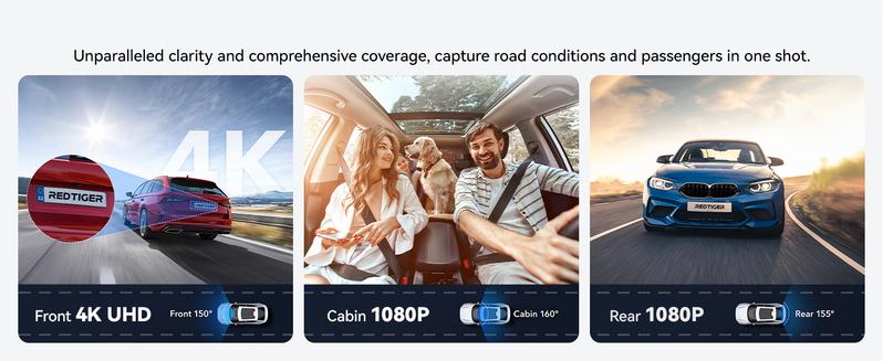 REDTIGER F17 4K 3-Channel Dash Cam with 5GHz WiFi GPS, 64GB Card, 2160P+1080P+1080P Cameras, IR Night Vision, Parking Mode, Fathers Day Gift REDTIGER F17 4K 3-Channel Dash Cam with 5GHz WiFi GPS, 64GB Card, 2160P+1080P+1080P Cameras, IR Night Vision, Parking Mode, Fathers Day Gift