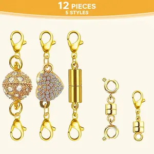 12 Piece Magnetic Necklace Clasps Set, Bead & Jewelry Making Accessories, Strong Magnet, & Silver Color, DIY Craft Supplies, Bead Kits