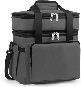 Double Deck Insulated Lunch Bag – Leakproof Soft Lunch Box for Adults, Large Capacity for Work & Outdoor Use