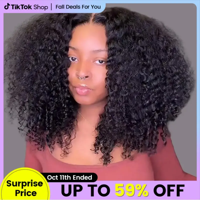 Asteria Hair Curly 7x4 Pre Cut Ready to Go Glueless Wig Pre Bleached Lace Closure Wig Human Hair Natural Hairline #TikTokShopLaborDaySale