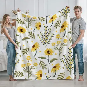 Fashion thin quilt Aesthetic sunflowers pattern Heat Transfer Blanket Ideal for Naps Camping Travel