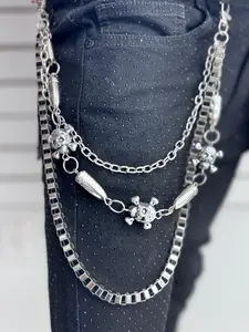 Silver Skull Layered Pocket Chain