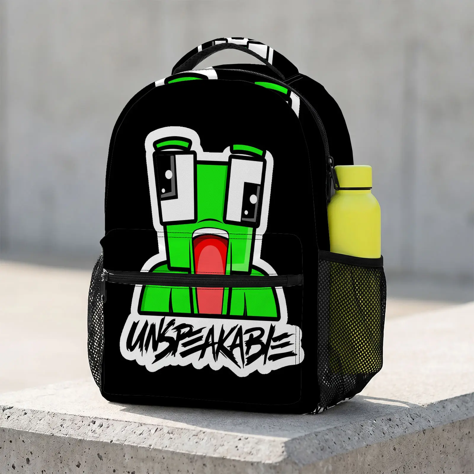 Unspeakable Cartoon Character Laptop Backpack with Binders & Adjustable Shoulder Strap, Aesthetic Print, Durable Lightweight Adults' Travel Daypack School Bookbag, All Over Print, Cute, Mesh
