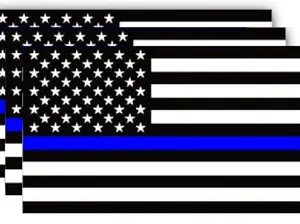 Thin Blue line American Flag Stickers-3Pack, 5x3 Inches Reflective Back The Police Decals Waterproof for Law Enforcement Support, Vehicles, Car Bumpers, Trucks, Motorcycles, Helmets, Laptops, Windows