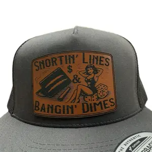 Yupoong Snortin' Lines & Bangin' Dimes SnapBack Trucker Hat with Vintage Graphic Design Casual Outfits Cap Leatherette Adjustable Cap
