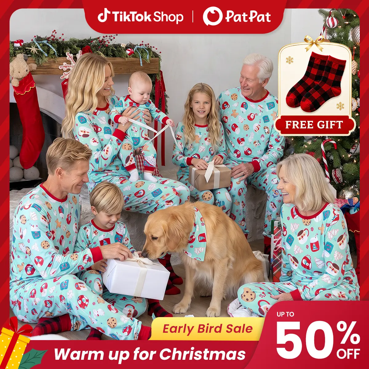 PatPat Christmas Pajamas Soft & Stretchy Family Matching  Long Sleeve Sets Dessert Spread Patterned Sleepwear for Women Men Couples Adult Kids,Cute Pajama,Cozy Pajamas ,Flame Resistant,autumntok,wintertok,BFCM Early Bird