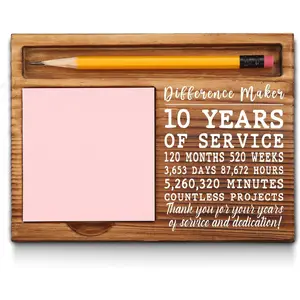 10th Work Anniversary Sticky Note Holder, Thank You Appreciation 10 Year Work Anniversary Decor Gifts for Women, Employee, Him, Her, Happy 10th Work Anniversary Self-Stick Note Pad Holders