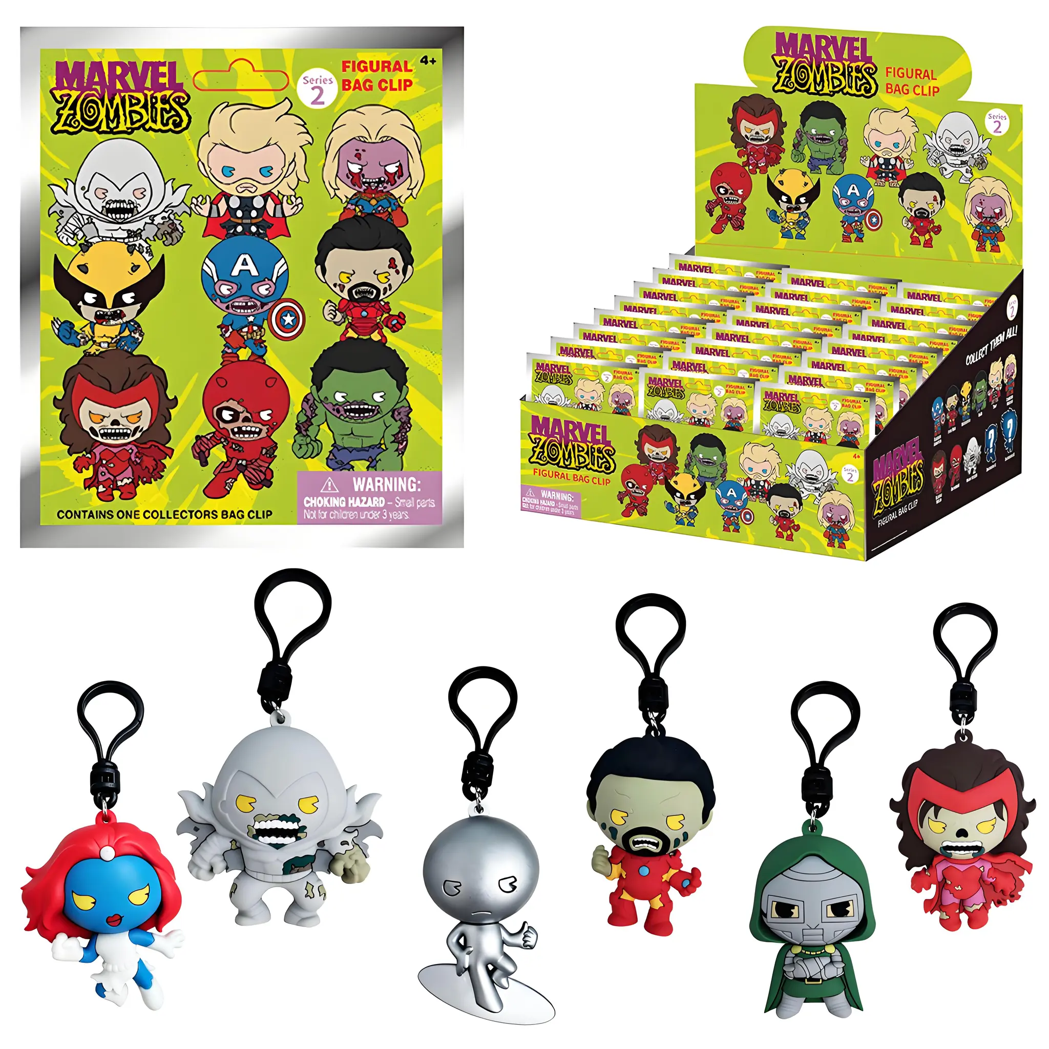 Marvel Officially Licensed Zombies Series 2 Authentic Clip-On Lightweight Foam Mystery Bag Clip Figural Keychain, 3D Character Design Classic Charm Accessory for Men & Women, Authentic Keychain, Clip On Keychain