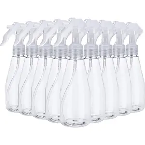 9 count Plastic Spray Bottle, Empty Small 7oz/200ml Clear Spray Bottles, Fine Mist Plastic Refillable Trigger Sprayer for Cleaning Solutions, Hair Care, Essential Oils, Watering