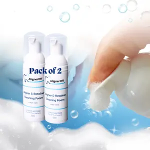2 packs AlignerOff Aligner Cleaner and Whitening Foam Compatible with Invisalign Mint Oral Flawless Cleanser Cleansing imperfect teeth