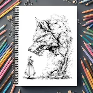 Dark Fairy Tales Coloring Book Set, Gothic Style Adult Stress Relief, Detailed Lines & Mysterious Atmosphere, Perfect for Gothic Fans
