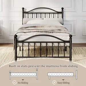 🖤🛏️ This Vintage-Style Beaded Metal Twin Bed Frame Transformed My Room! No Box Spring, No Noise! ✨