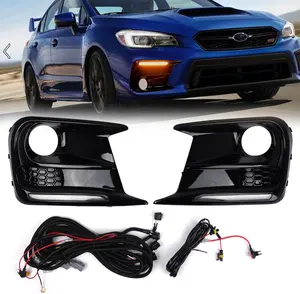 Daytime Running Light DRL for Subaru WRX/WRX STI 2018 2019 2020 2021, LED Dynamic White DRL Amber Turn Signal Light Fog Light Assembly w/Fog Light Hole