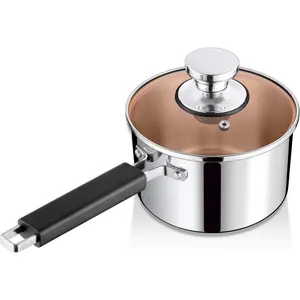 Saucepan with Lid, 2 Quart Stainless Steel Tri-Ply Sauce Milk Pan with Heatproof Handle for Cooking/Boiling/Braising, Fit for  Stoves,  & Heavy Duty, Dishwasher Safe