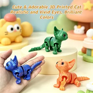 3D Printed Cute Cat Toy, Adult Hinged Jointed Figure, Gradient, Stress Relief Decor, Desk Ornament, Gift Idea