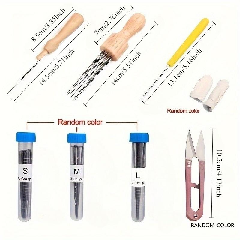 1set Felting Needles, Complete Needle Felting Kit, Needle Felting Supplies with 8-Needle Felting Tool, 36/38/40 Gauge Felting Needles, Sewing Pins, Foam Mat, Scissors for Beginner Professional