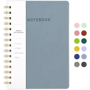 Spiral Notebook-5.75" x 8.125" College Ruled Journal with Inner Pockets and 160 Pages,PU Leather Cover Business Journal, Twin-Wire Binding Notebook Perfect for Office & Home School Supplies