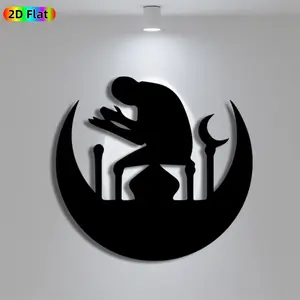 1pc Avant-Garde Praying Figure with Crescent Moon Metal Wall Art, Avant-Garde Praying Figure with Crescent Moon Statue Mural, Iron Craft, Perfect for Living Room, Garden, Indoor/Outdoor Decor,Christmas Decor, Ideal Gift for Trend Seekers