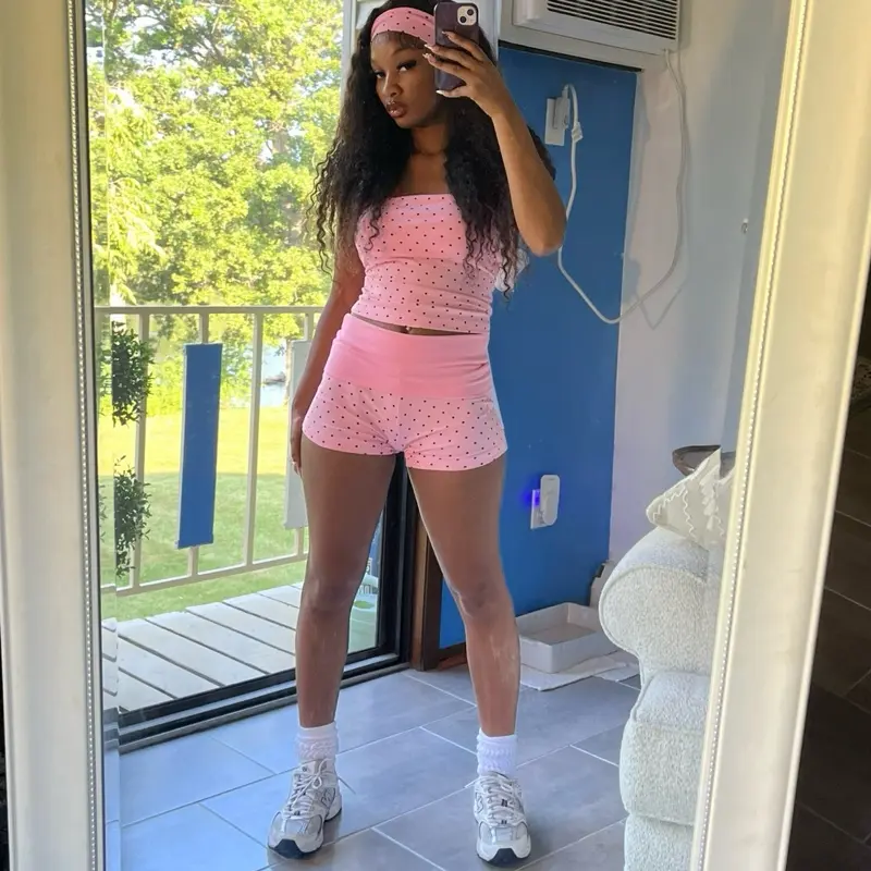 Soft Girl Society Three Piece Set Tube Top + Headband Blush Pink Perfect for Airport Outfits, Summer Vibes or Workouts