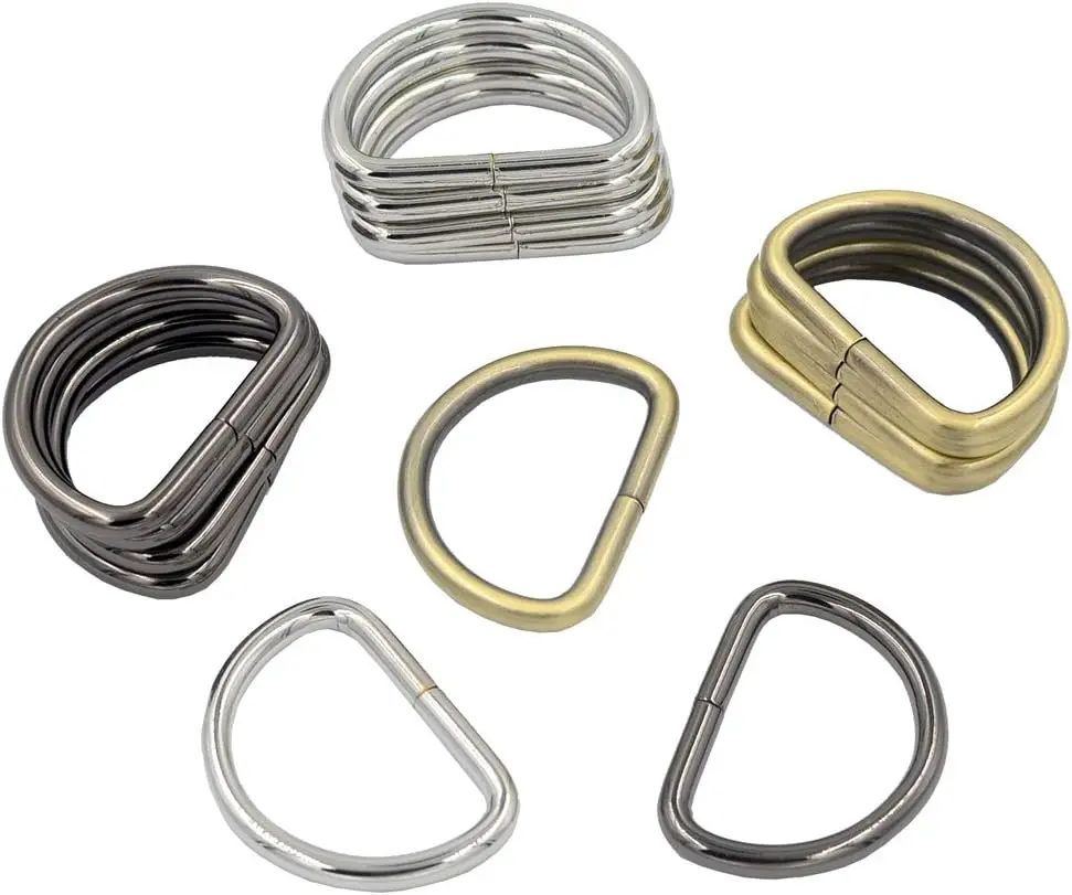 1-1/2 inch Thick Metal Webbing  D Ring Leather Handbag Strap Loop Clasp D Buckles 3 Color (Total 15 count)