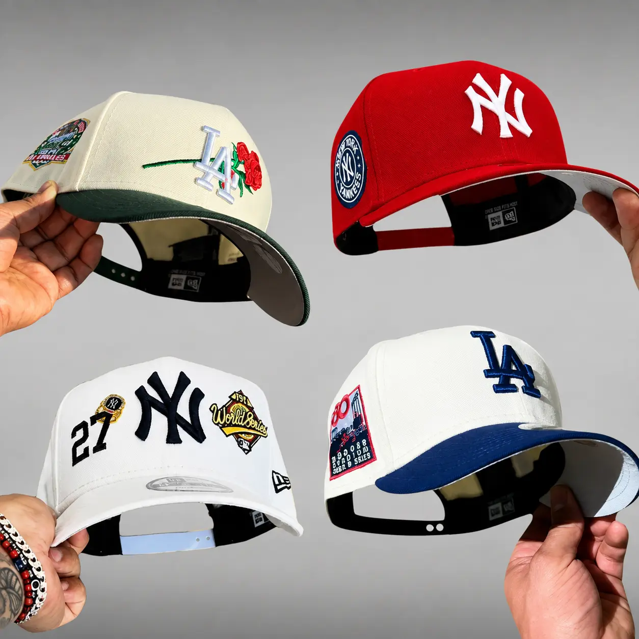 New Era MLB LA Dodgers & NY Yankees 9FORTY 59FIFTY Fitted Snapback Hat – Gorras de Béisbol para Hombre y Mujer, Unisex Streetwear Sombreros, Adjustable Trucker Cap, Vintage Baseball Sport Look, Urban USA 2026 Trend, TikTok Fashion Essential .