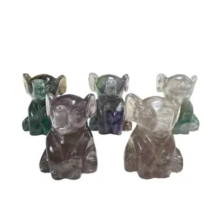 Ig Crystal Natural Crystal Elephant Statue Hand-Carved Baby Elephant Gift, Crystal Animal Statue, Various Crystal Statues Reiki Healing Sitting Elephant Home Office Decoration-Any 1 count